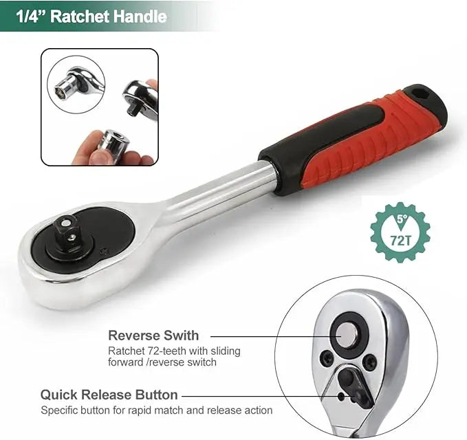 46 Peças Caixa Chave Ferramenta Auto Reparação Conjunto Chave Fly 1/4 Espinhos Chave Conjunto Reparação de Hardware Doméstico