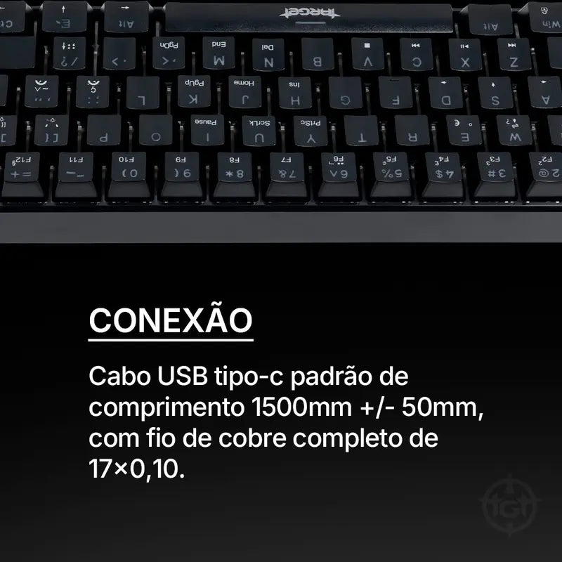 Teclado Mecanico Gamer TGT Sherman  Compacto, Rainbow, ABNT2, Switch Azul, Preto, TGT-SHTKL-RBW01