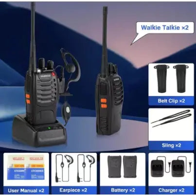 Kit Rádio Comunicador Walk Talk Baofeng 777s com 16 Canais Alcance de 12km