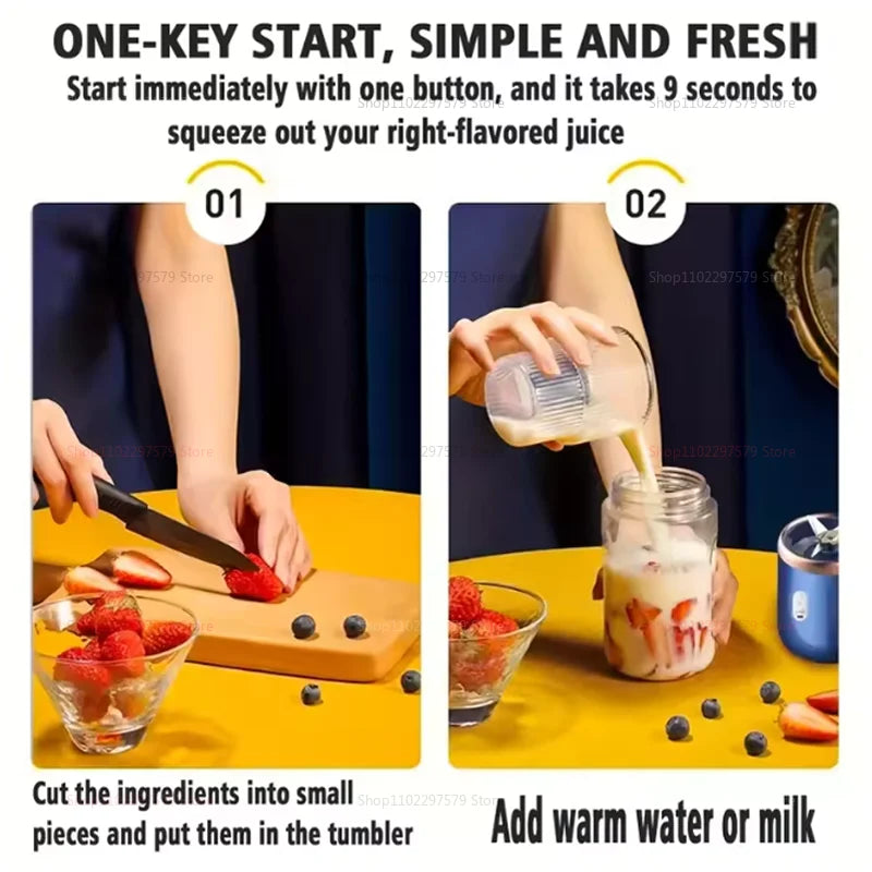 Copo espremedor portátil 400ml 6 lâminas para shakes smoothies recarregável usb viajando espremedor de frutas copo duplo liquidificador de frutas