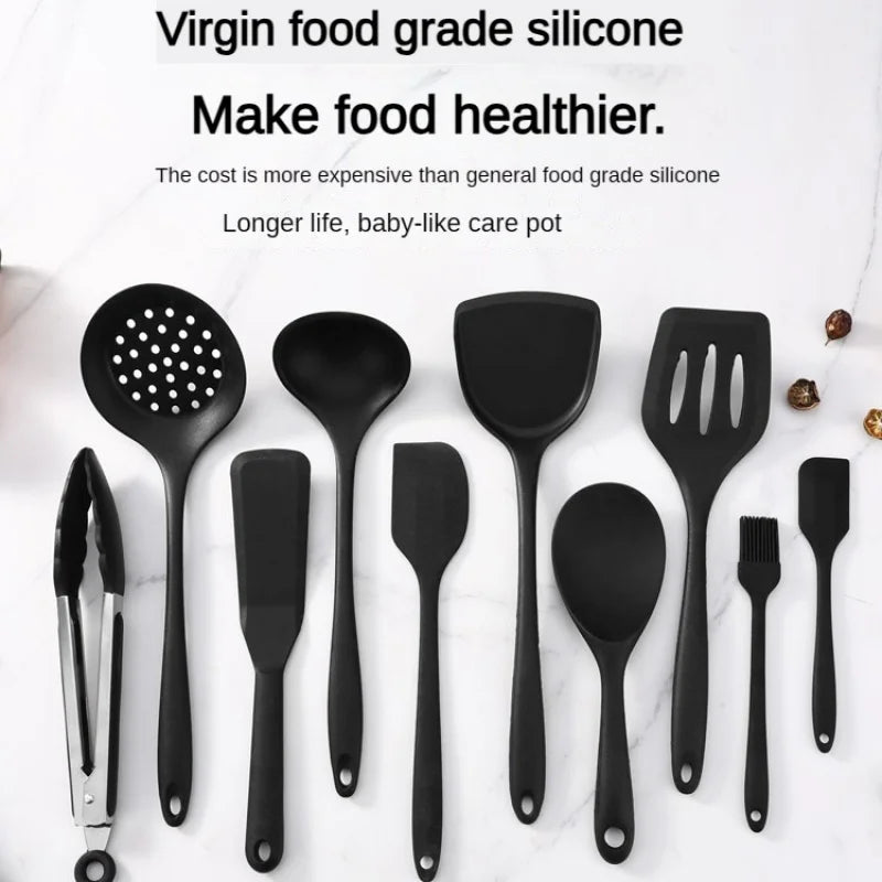 Conjunto de ferramentas de cozinha de silicone de qualidade alimentar, colher com fenda resistente ao calor para panelas antiaderentes e panela quente, filtro multiuso, 1/10 peças