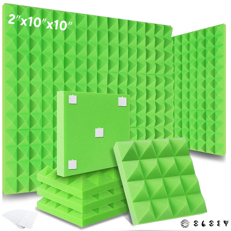 Painéis de espuma à prova de som acústico de estúdio 6/12/24 peças, esponja acústica de tratamento de isolamento acústico pirâmide, painéis de espuma acústica