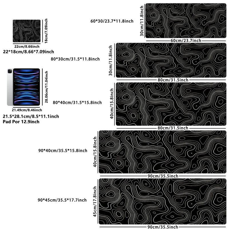 1pc grande mouse pad, tapete de mesa de jogos de escritório, base de borracha antiderrapante lavável mouse pad para trabalho, jogos e escritório