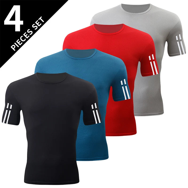 1/4/6 pçs masculino plus size gradiente de secagem rápida de manga curta adolescentes esportes soltos correndo fitness futebol basquete camiseta