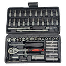 Kit de ferramentas para reparo de carro, 53 peças/46 peças, 1/4 unidades, conjunto de soquete, ferramenta de reparo de carro, chave de torque de catraca, conjunto de reparo automático, ferramentas mecânicas