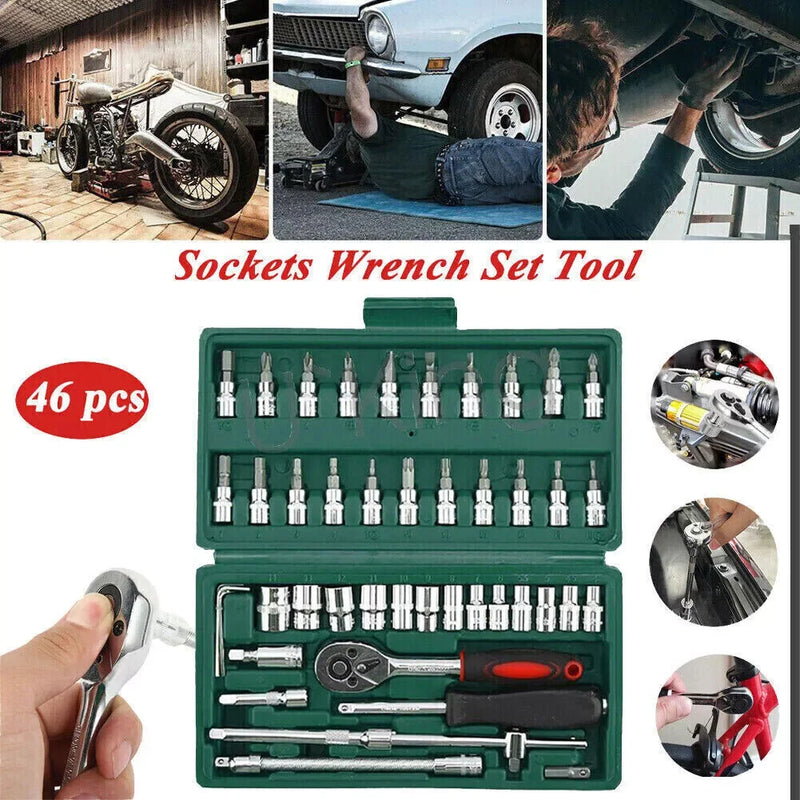 Kit de ferramentas para reparo de carro, 53 peças/46 peças, 1/4 unidades, conjunto de soquete, ferramenta de reparo de carro, chave de torque de catraca, conjunto de reparo automático, ferramentas mecânicas
