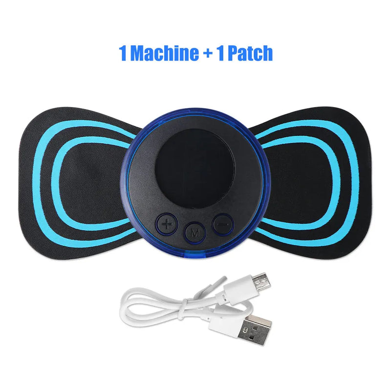 Mini portátil ems pescoço massageador elétrico maca de pescoço para alívio da dor muscular cervical e remendo de massagem de relaxamento de ombro