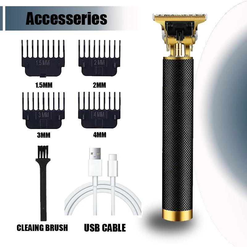 Máquina de cortar cabelo profissional para homens - sem fio recarregável Zero Gapped T-Blade Aparador de cabelo elétrico