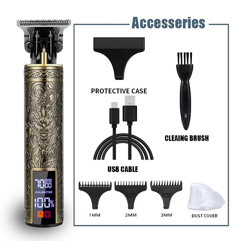 Máquina de cortar cabelo profissional para homens - sem fio recarregável Zero Gapped T-Blade Aparador de cabelo elétrico