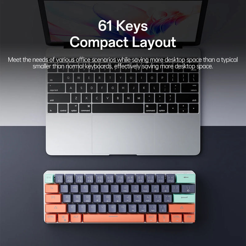 Mucai mka610 mini teclado mecânico para jogos, 61 teclas, usb, com fio, interruptor vermelho para pc, laptop com cabo removível, adequado para jogadores