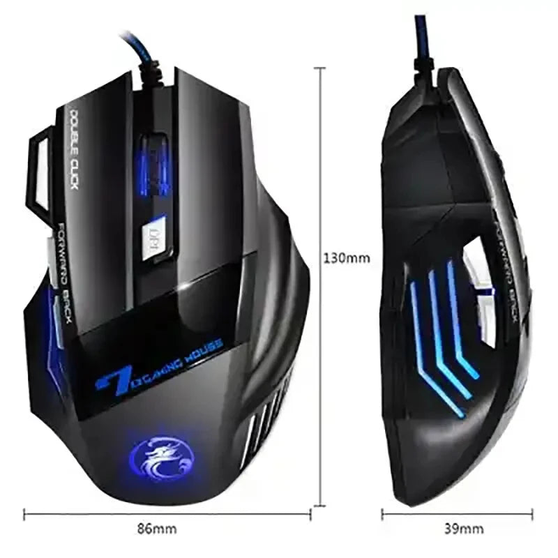 Brasil mouse x7 botão retroiluminado mouse ergonômico 5500 dpi mouse ajustável, adequado para pc laptop desktop mouse