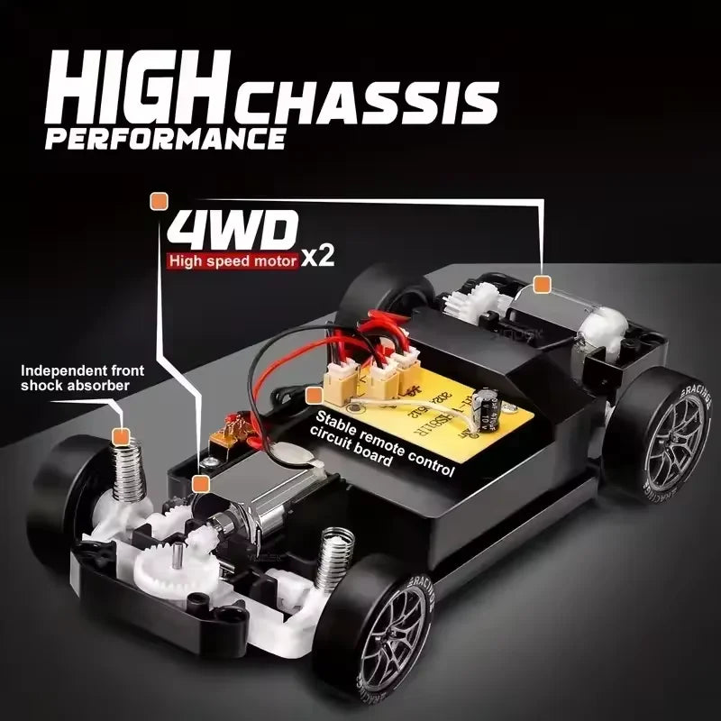 Carros RC 1/24 Veículo de Controle Remoto com Luzes LED 2.4GHz 20KM/H 4WD Carro RC de Alta Velocidade Drifting Pneus de Corrida Brinquedo Presente Adulto Criança