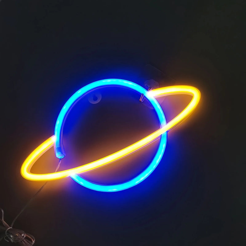 1 peça, luz neon em forma de planeta, usb ou alimentado por bateria, para sala de jogos, quarto, festa, arranjo de aniversário, presentes (bateria não incluída)