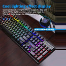 Teclado mecânico retroiluminado com 104 teclas, teclado para jogos com fio, à prova d'água, luminoso, conjunto de teclado e mouse para gamer, pc, laptop, escritório