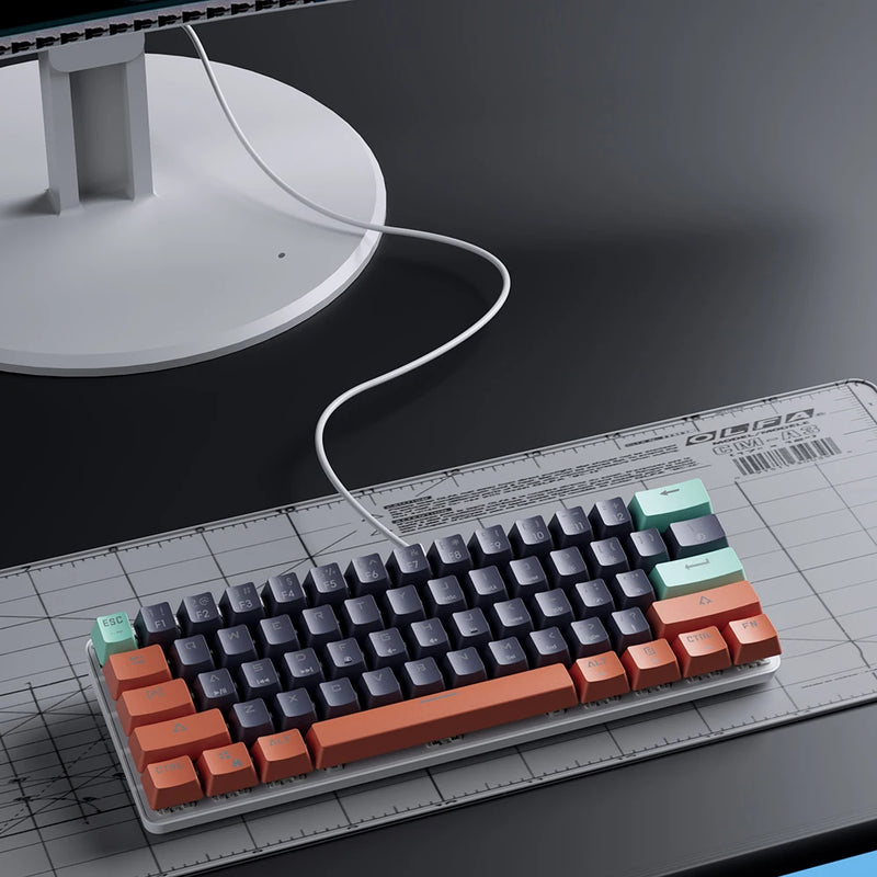 Mucai mka610 mini teclado mecânico para jogos, 61 teclas, usb, com fio, interruptor vermelho para pc, laptop com cabo removível, adequado para jogadores