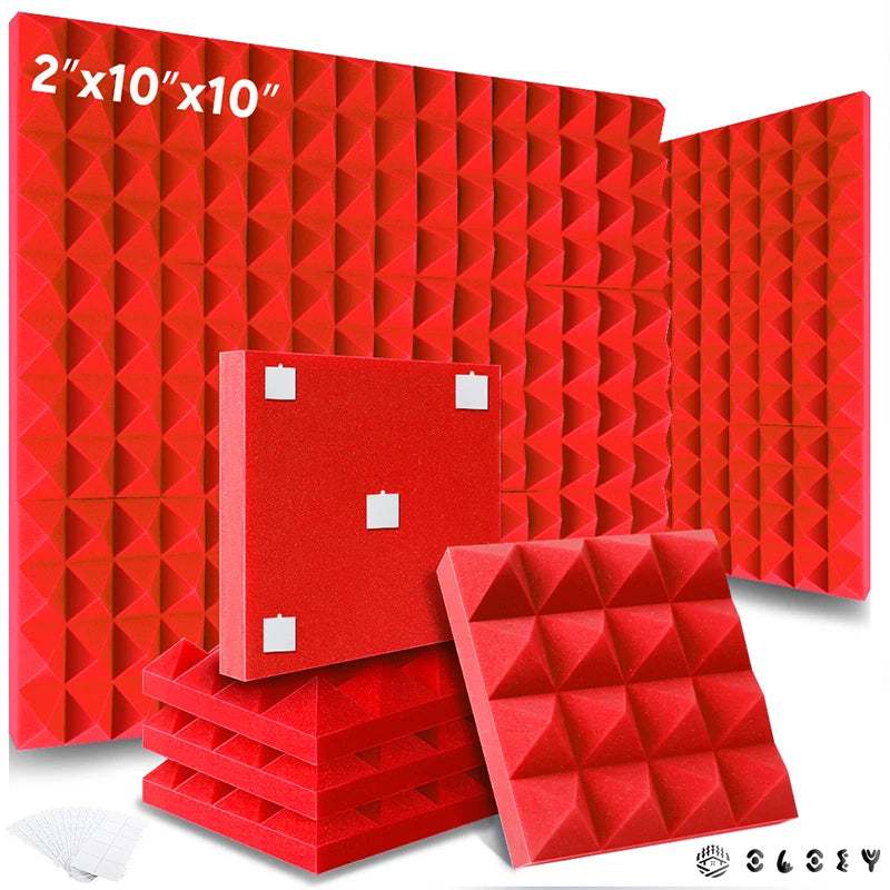 Painéis de espuma à prova de som acústico de estúdio 6/12/24 peças, esponja acústica de tratamento de isolamento acústico pirâmide, painéis de espuma acústica
