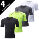 1/4/6 pçs masculino plus size gradiente de secagem rápida de manga curta adolescentes esportes soltos correndo fitness futebol basquete camiseta