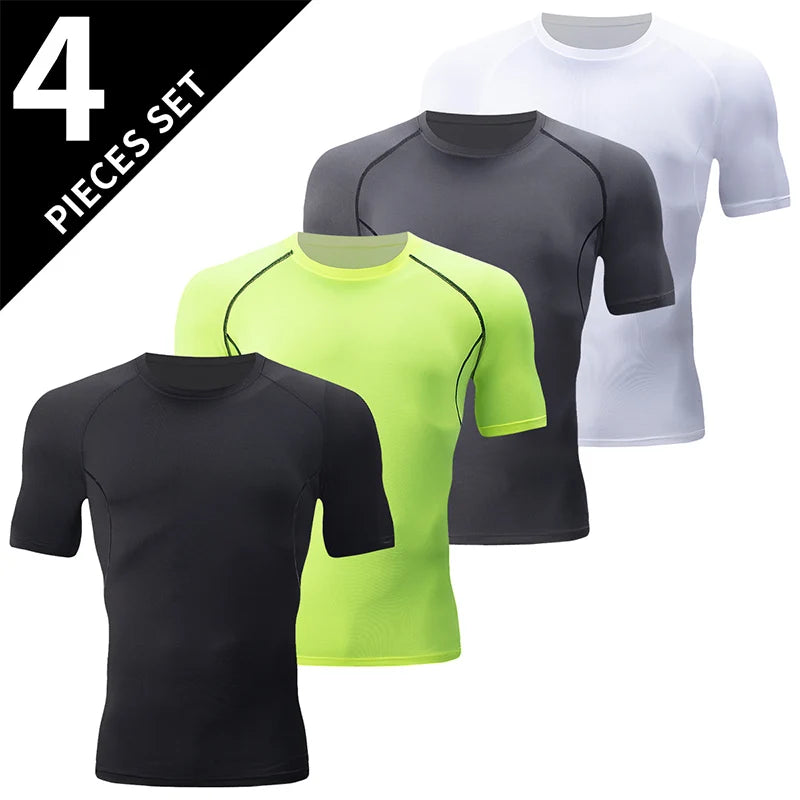 1/4/6 pçs masculino plus size gradiente de secagem rápida de manga curta adolescentes esportes soltos correndo fitness futebol basquete camiseta