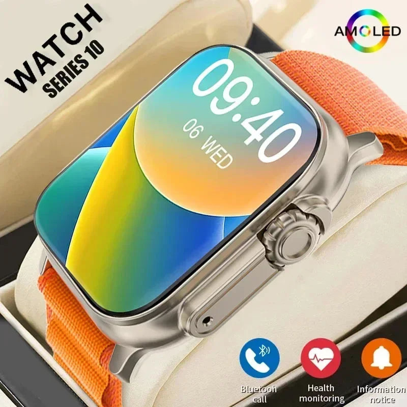 Novo relógio 10 ultra inteligente 49mm 2024 novo nfc das mulheres dos homens gps track bluetooth chamada bt jogos de música carregamento sem fio smartwatch