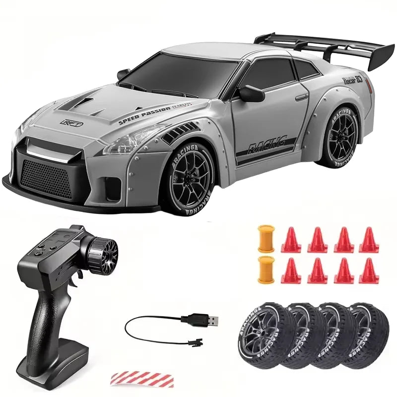 Carros RC 1/24 Veículo de Controle Remoto com Luzes LED 2.4GHz 20KM/H 4WD Carro RC de Alta Velocidade Drifting Pneus de Corrida Brinquedo Presente Adulto Criança