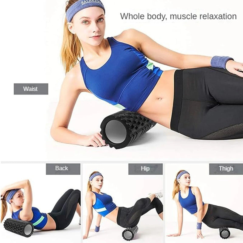 33cm coluna de yoga espuma eixo massagem rolo músculo volta massagem musculara grade volta treinamento conjunto transporte