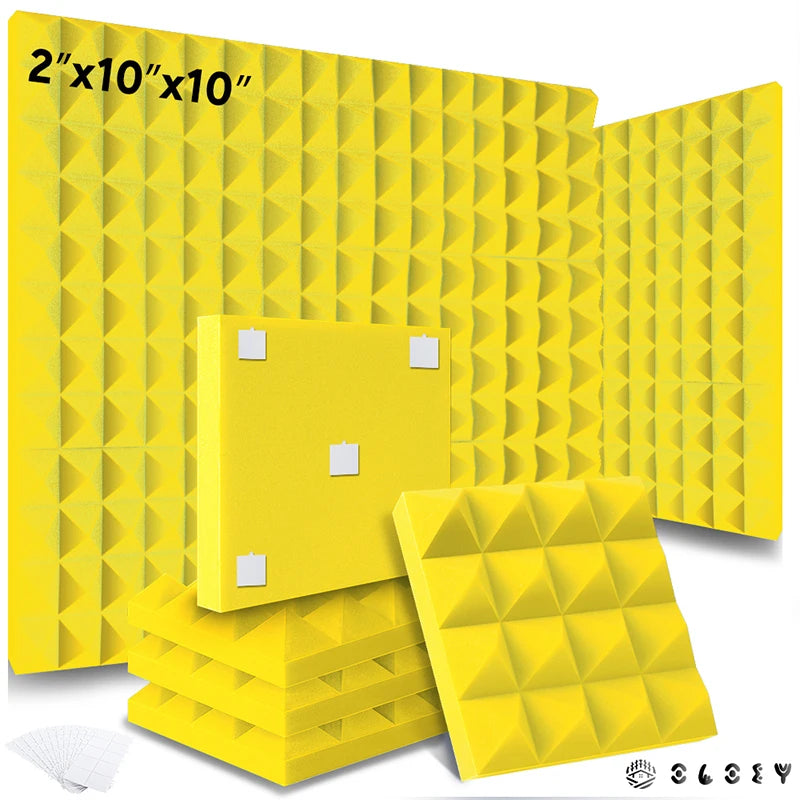 Painéis de espuma à prova de som acústico de estúdio 6/12/24 peças, esponja acústica de tratamento de isolamento acústico pirâmide, painéis de espuma acústica