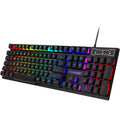 Teclado mecânico retroiluminado com 104 teclas, teclado para jogos com fio, à prova d'água, luminoso, conjunto de teclado e mouse para gamer, pc, laptop, escritório