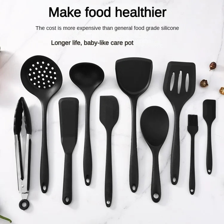 Conjunto de ferramentas de cozinha de silicone de qualidade alimentar, colher com fenda resistente ao calor para panelas antiaderentes e panela quente, filtro multiuso, 1/10 peças
