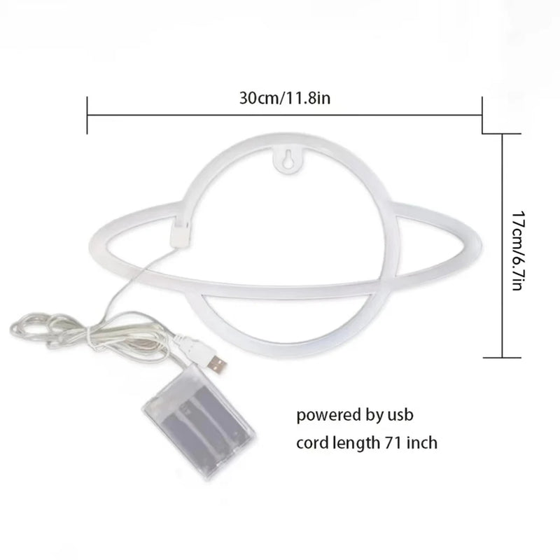 1 peça, luz neon em forma de planeta, usb ou alimentado por bateria, para sala de jogos, quarto, festa, arranjo de aniversário, presentes (bateria não incluída)