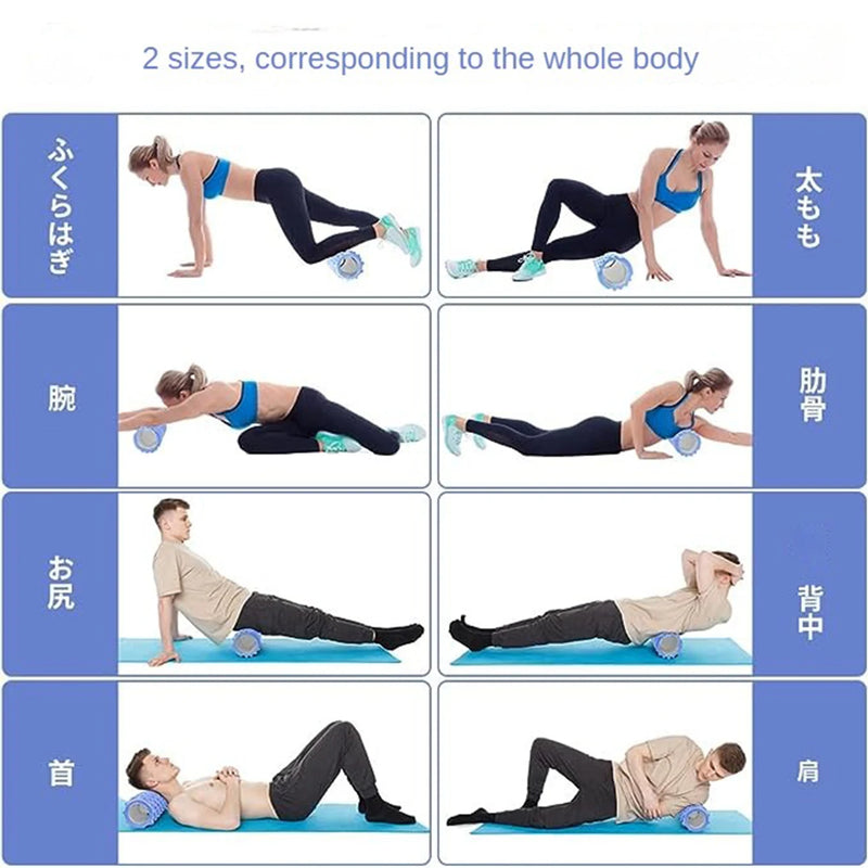 33cm coluna de yoga espuma eixo massagem rolo músculo volta massagem musculara grade volta treinamento conjunto transporte
