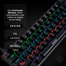 Teclado Mecanico Gamer TGT Sherman  Compacto, Rainbow, ABNT2, Switch Azul, Preto, TGT-SHTKL-RBW01