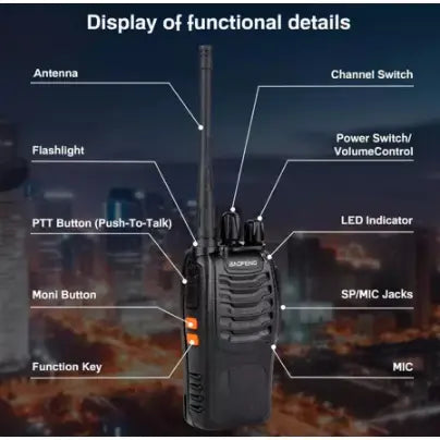 Kit Rádio Comunicador Walk Talk Baofeng 777s com 16 Canais Alcance de 12km